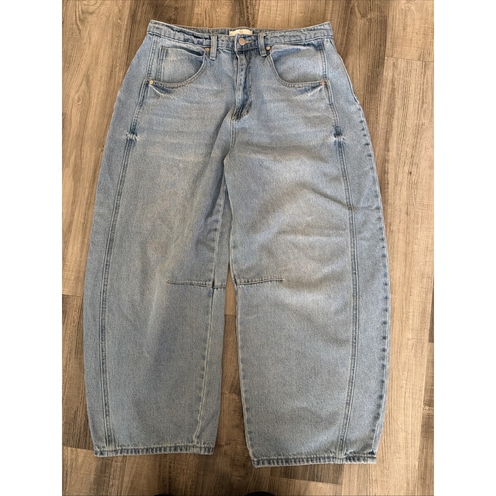 Austin Landing Barrel Jeans Womens Size 13/32 Light Wash High Rise Trendy Denim